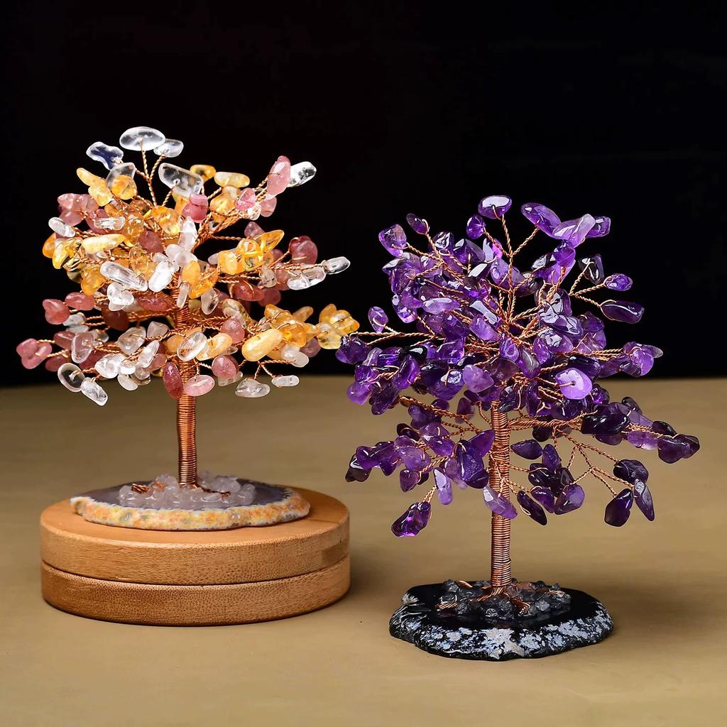 Natural crystal shake money fortune tree fish tank ornament office ornament lucky small ornament creative transshipment gift