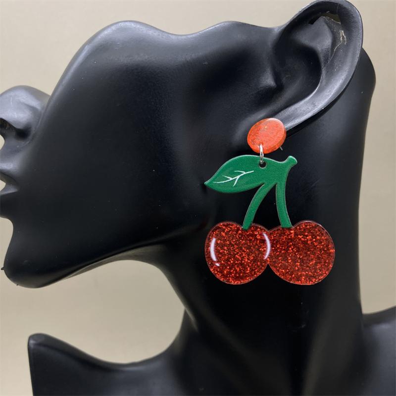 New Lovely Fruit Earrings Mango Strawberry Watermelon Fruit Earrings Sparkling Acrylic Earrings Jewelry Accessory Gifts