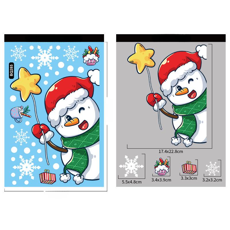 Christmas Decoration Window Stickers Cartoon Elk Santa Claus Snowman Xmas Mirror Stickers Merry Christma Sticker New Year