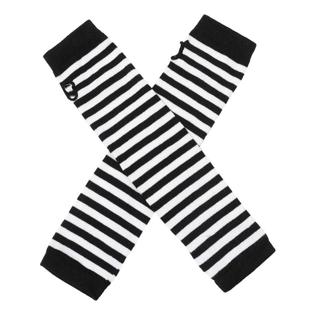 Полосатые вязаные перчатки с длинным рукавом, напульсники, согревающие руки, длинные перчатки без пальцев до локтя, митенки