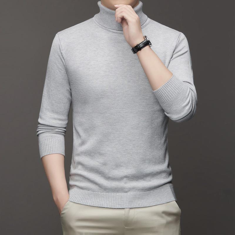 Мужская модная водолазка с защитой от катышков - модная однотонная трикотажная рубашка с длинными рукавами