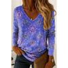 Vintage Women's T-Shirt Graphic Paisley Elegant Fashion Tee Long Sleeve T-shirts V-Neck Regular Tops Pullover Fall Winter