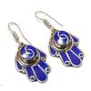 Natural Lapis Lazuli Gemstone Handmade Jewelry Earring 2.09" b8T41