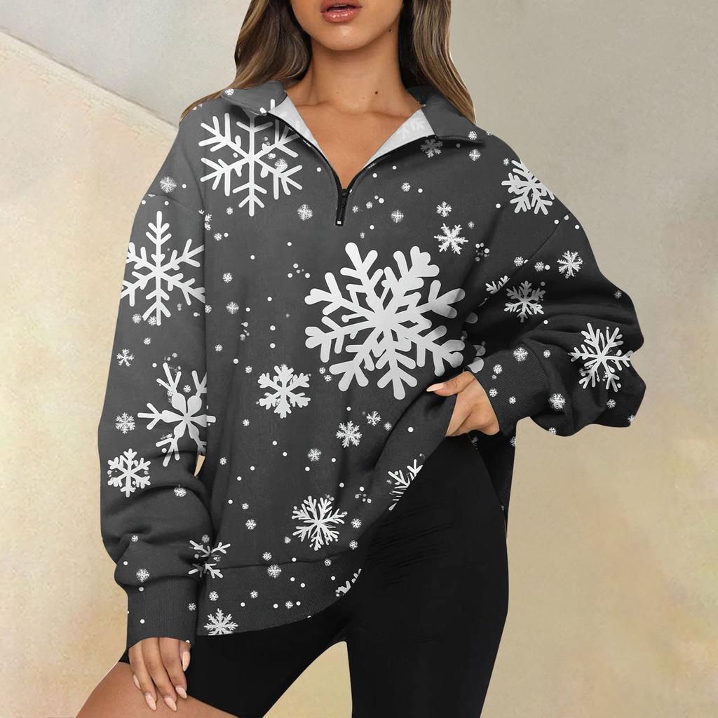 Женская повседневная мода с длинным рукавом и принтом, свободный свитшот на молнии