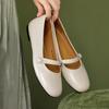 Коровья кожа Лето Весна Осень Зима Плоские женские туфли с круглым носком Мэри Джейн Неглубокие туфли