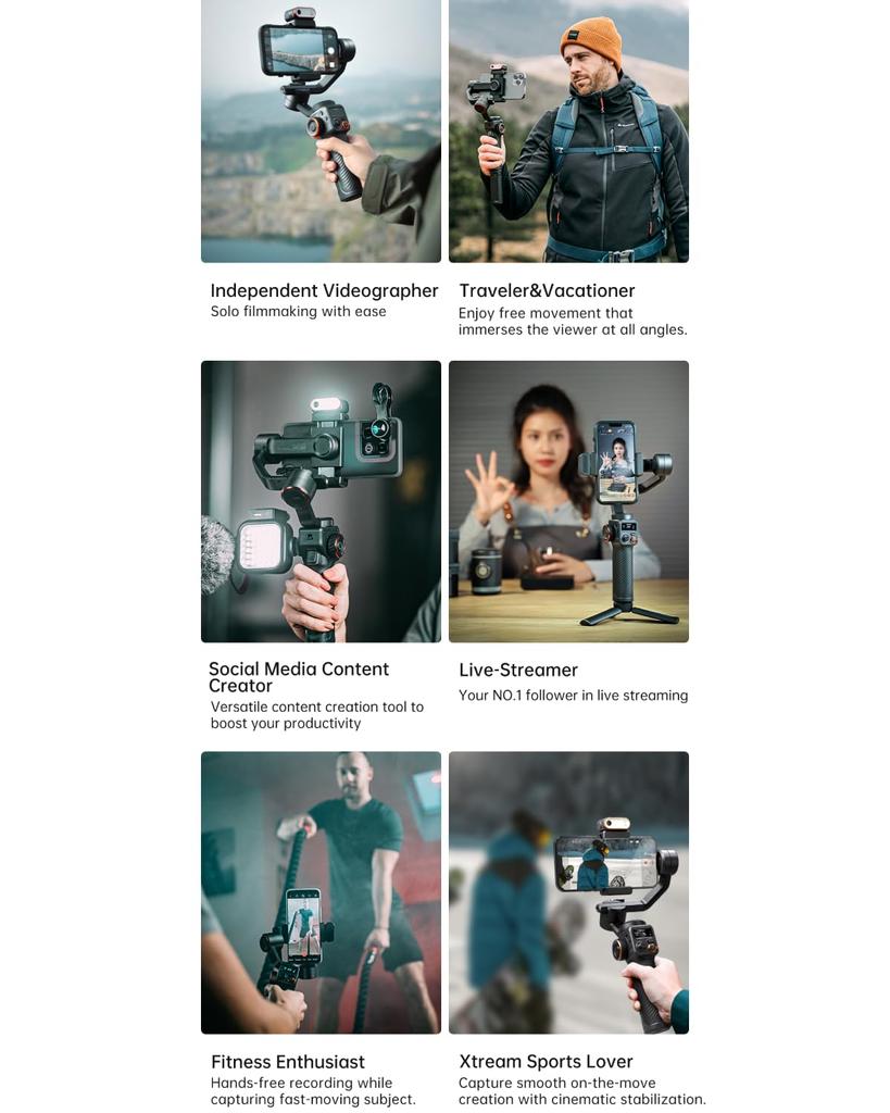 Hohem M6 Kit смартфон стабилизатор подвеса светодиодный фонарь AI отслеживание цели совместимо с моторизованным подвесом вертикальная горизонтальная съемка отслеживание 18 часов