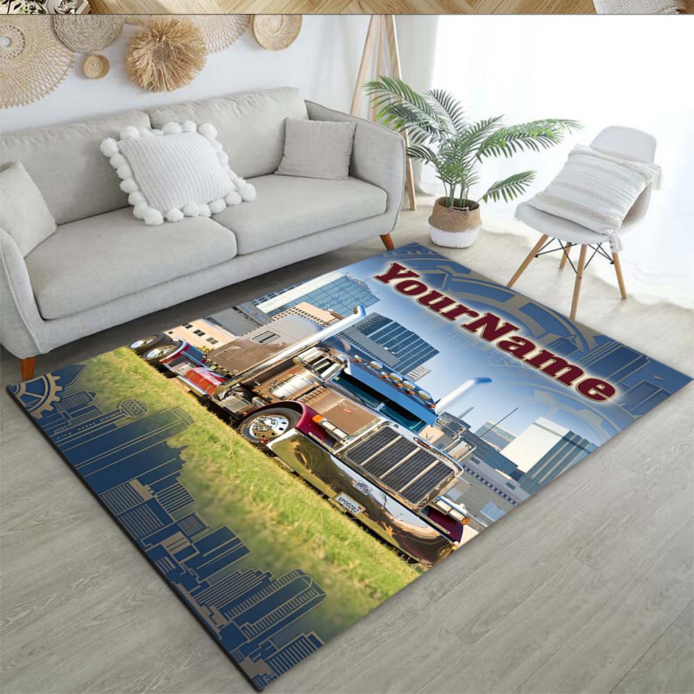 Peterbilt Heavy Trucks Customized Name Carpet Suitable for Dormitory Playrooms Entryway Dining Room Antislip Carpet Anime Office Decor Spiritual Gift