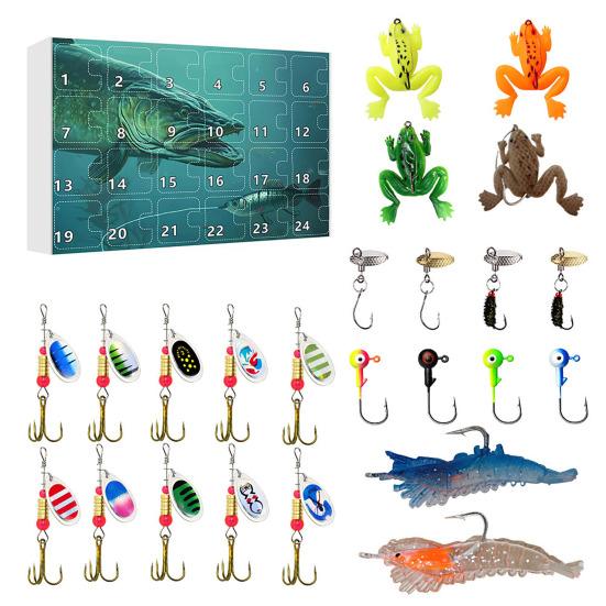 2025 Fishing Lure Advent Calendar 24-Day Countdown Box with Surprise Baits Holiday Countdown Decor Christmas Gift for Men Boys Anglers