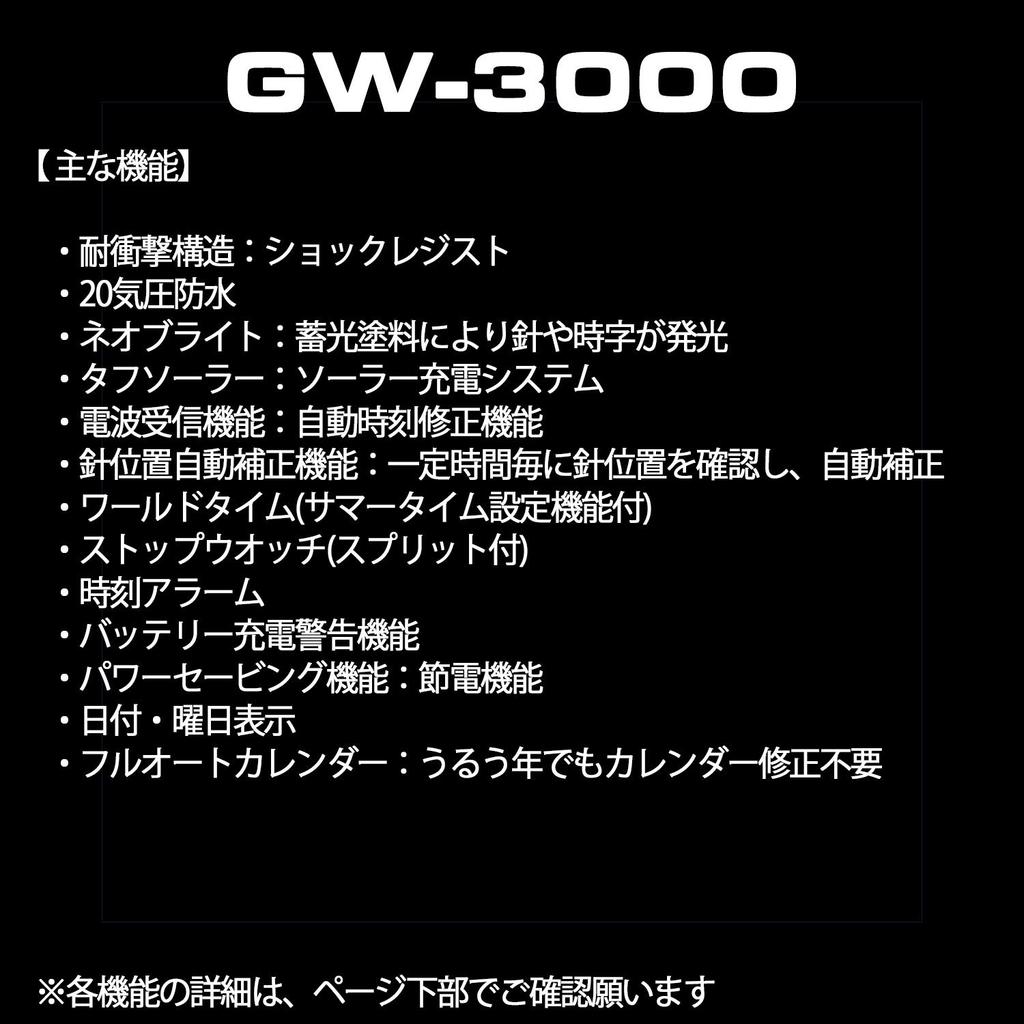 GRAVITYMASTER Солнечные часы Черные [Casio] G-Shock Радиоуправляемые GW-3000B-1AJF Мужские