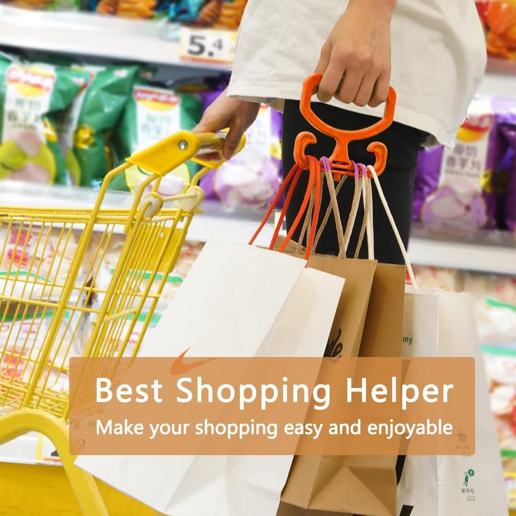 Grocery Bag Carrier with Plastic Storage Box, 2 Pack Grocery Bag Holder for Plastic Bags, Holds 100lbs, Heavy Duty Carry Handle, Comfortable Grip to