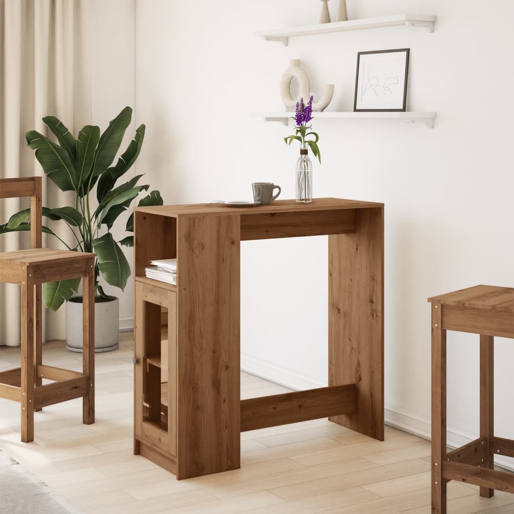 Bar Table with Shelf Artisan Oak Finish 101 x 40 x 103.5 cm Particleboard