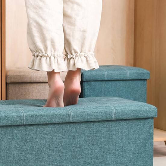 Табурет для хранения Многофункциональный складной большой емкости Водонепроницаемая ткань Стабильная скамейка для спальни Табурет с подставкой для ног с мягким сиденьем Организация мелочей