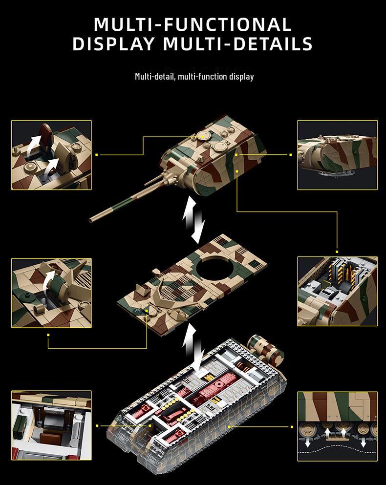 12GO-97025 Camouflage Edition Heavy Tank Building Blocks Model Toy for Boys