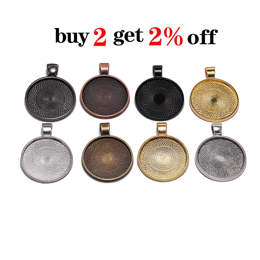 10pcs/lot 25 mm Cabochon Base Tray Bezels Blank Gold Necklace Pendant Setting Cabochon Base For Jewelry Making Supplies