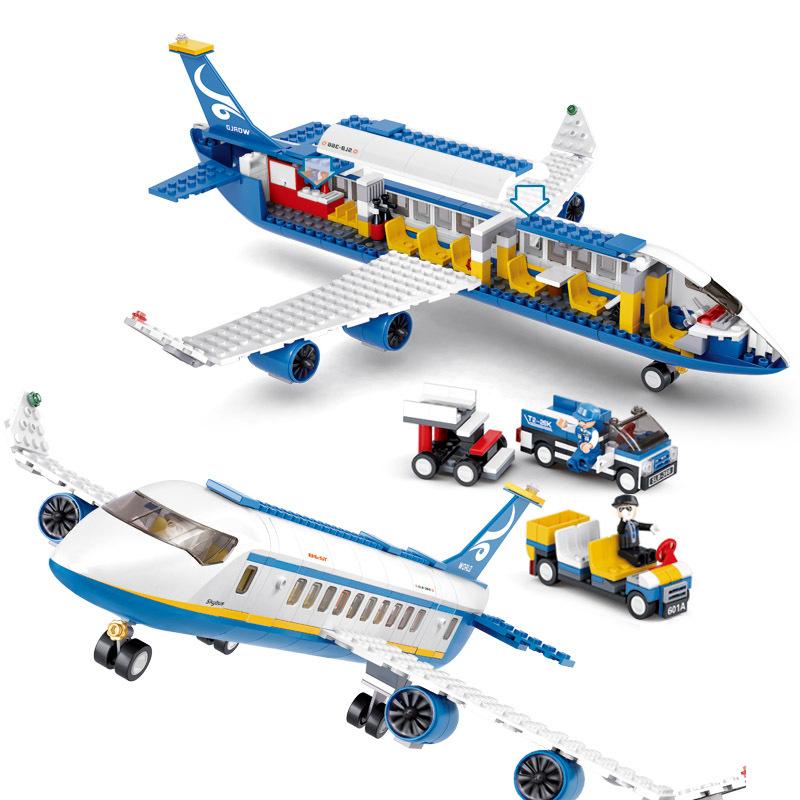 NEW MOC City Plane Airliner Super Helicopter Aircraft Engineer Airport Famous Building Blocks Bricks Kits Classic Model