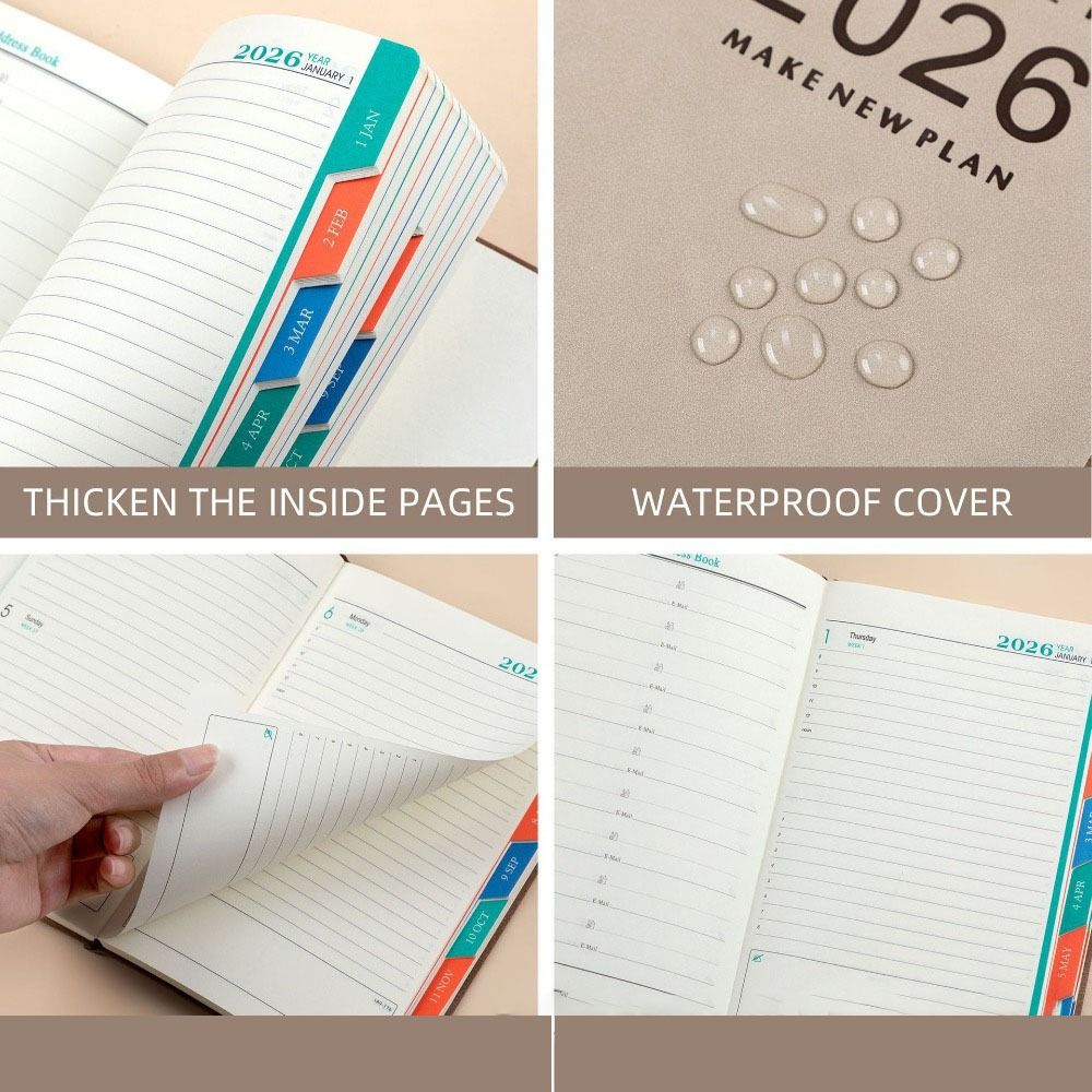 Thick Paper A5 Daily Planner Notebook Wear-resistant Year Planner Notepad Stationery