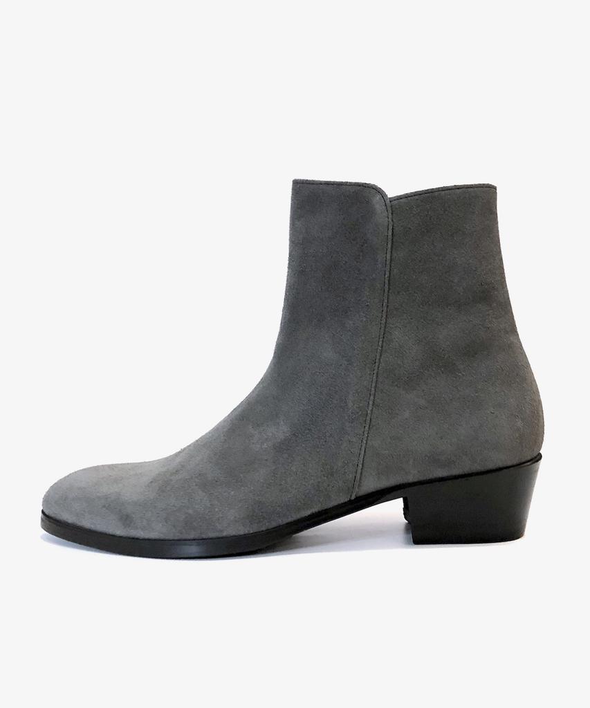 Joenshoe Hugo Rounded Suede Side Zipper Chelsea Boots Gray