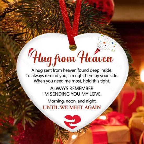 Memorial Christmas Ornaments Hug from Heaven Heart Shaped Christmas Tree Ornament