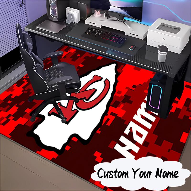Custom Name Kansas City Fan Gear Rug for Living Room, Game Rooms, Office, Bedroom, Floor Mat Playful Design, fan gifts Christmas decor