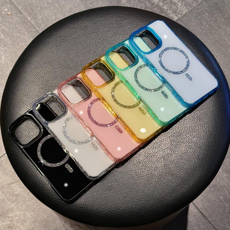 Подходит для IPHONE16proMax новый блестящий магнитный чехол для мобильного телефона в стиле ins Apple 15 противоударный защитный чехол 14