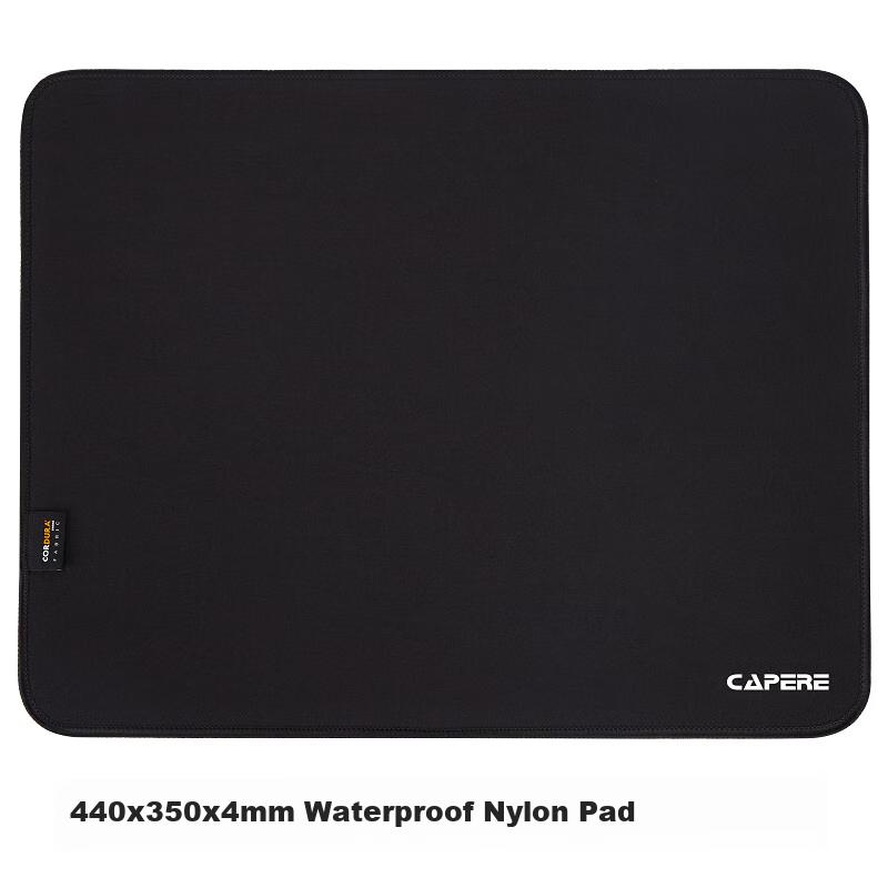 CAPERE Waterproof Nylon Mouse Pad, Cordura Coarse Surface Neutral Pad, Computer Accessory Mat, Waterproof Pad Medium Size Black 440x350x4mm