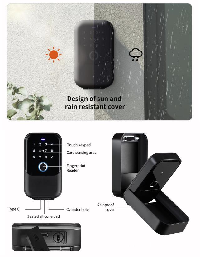 Graffiti Smart Waterproof Key Box with TUYA and TTlock - Fingerprint, Password, and App Control.
