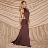 Sexy and elegant neck halter dress waist hollow pleats slim fishtail dress dress