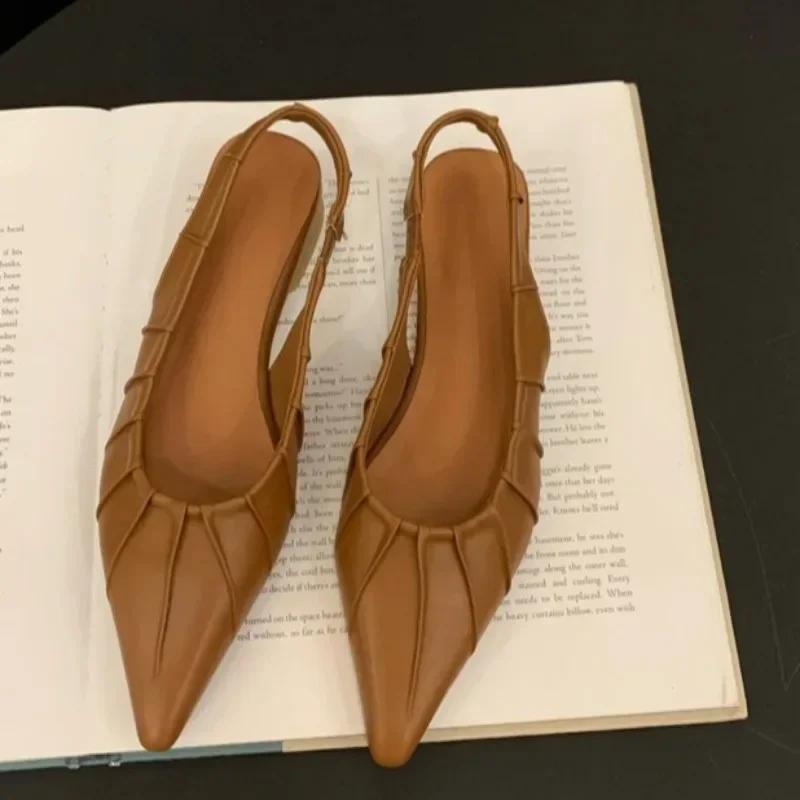 Элегантная женская обувь 2025 года, горячая распродажа, женские босоножки с открытой пяткой, модные туфли-лодочки для офиса и карьеры, новые туфли-лодочки больших размеров с неглубоким носком