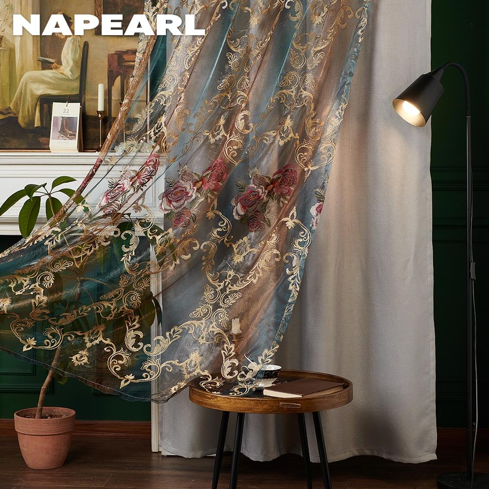 Комплект модных высококачественных экзотических роскошных двухслойных вышитых штор NAPEARL для гостиной, окон, штор, панелей, декора