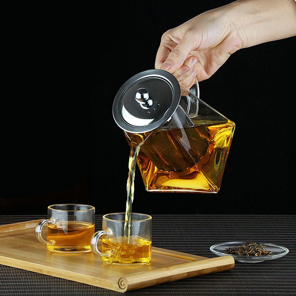 removable Tea Leaves coffee Scented Tea with Tea Strainers Kettle Teapot Glass Square Pot
