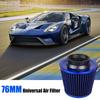 Universal Air Intake Filter Kit, 3"" Pipe Cold Air Flow Kit with Clamps for Car Automobile Racing,