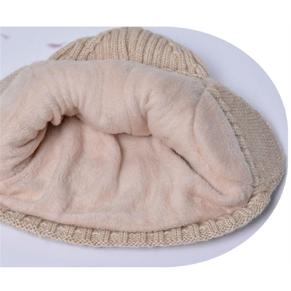 Thickened Knitted Hat Soft Plush Ski Beanie Hat Casual Plain Hats Men Women