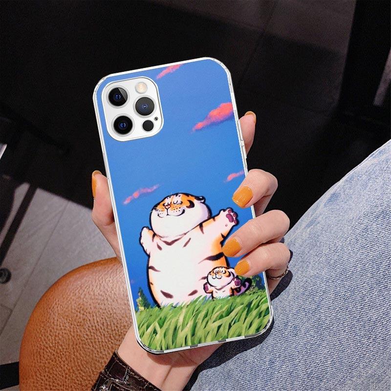 Cartoon Fat Tiger Phone Case For iPhone 17 Air 16 Pro Max 16E 15 + 14 Plus 11 12 13 Mini 7 8 SE Gift Print Cover Fundas 17 Air 1