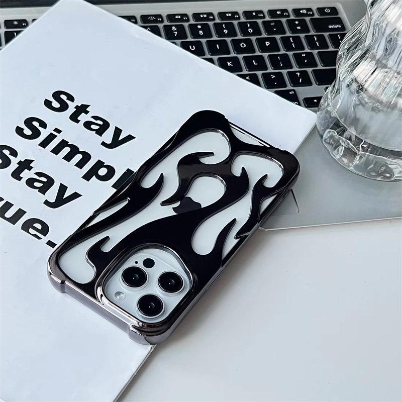 Новый 3D чехол для телефона с рисунком пламени для iPhone16 17 15 13 12 11 14 ProMax 15 Plus Модный полый тонкий противоударный защитный мягкий чехол