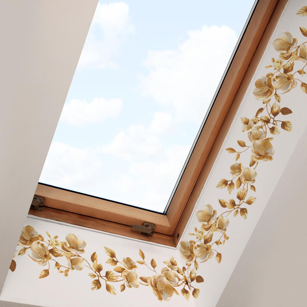 Золотые цветы спальня гостиная кабинет фон ландшафтный дизайн настенная наклейка