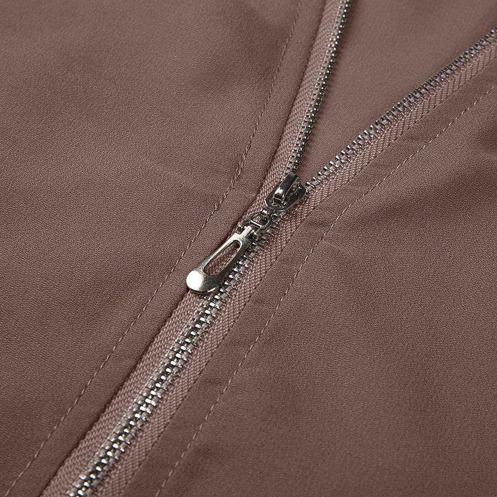 Women's Fashion Commuting Zipper V-Neck Rollable Sleeve Casual Solid Tops Blouse Loose T-Shirt