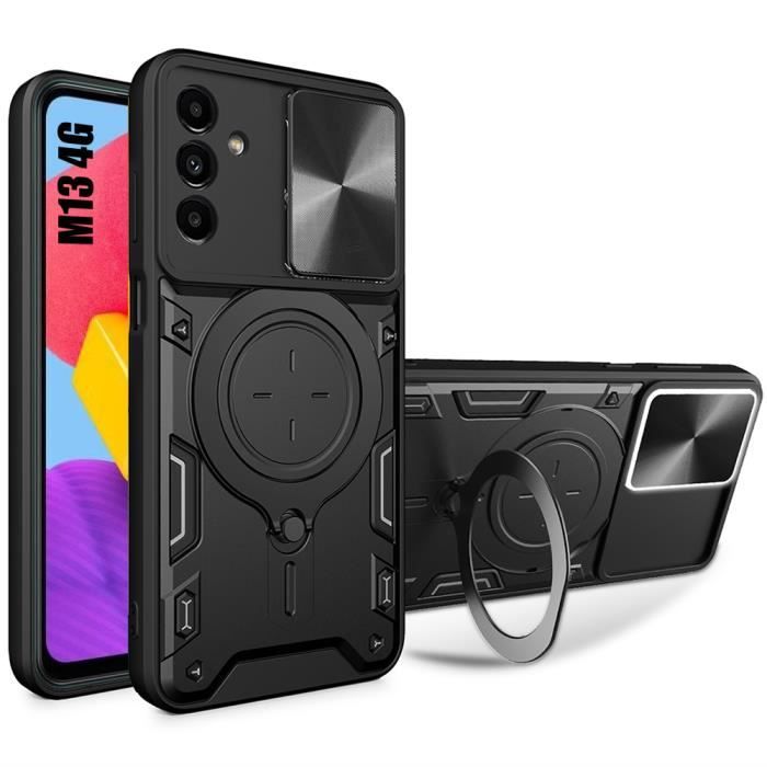 Coque Antichoc - Samsung - Galaxy M13 - Noir - Support Anneau - Protection Caméra
