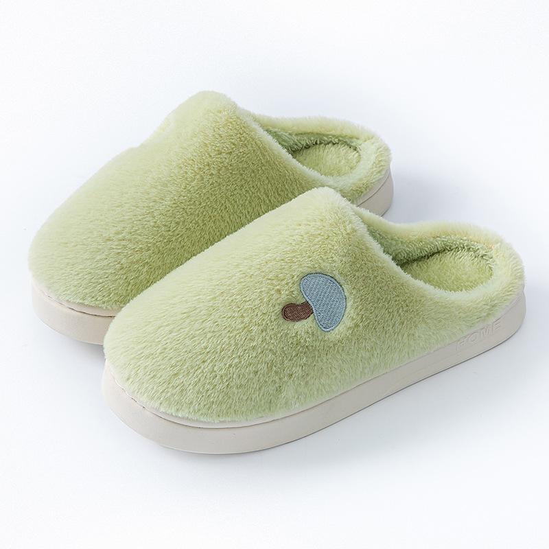 Cotton Slippers Autumn and Winter Indoor Home Non-slip Thick Bottom Couple Style Velvet Warm Color Striped Cotton Mop