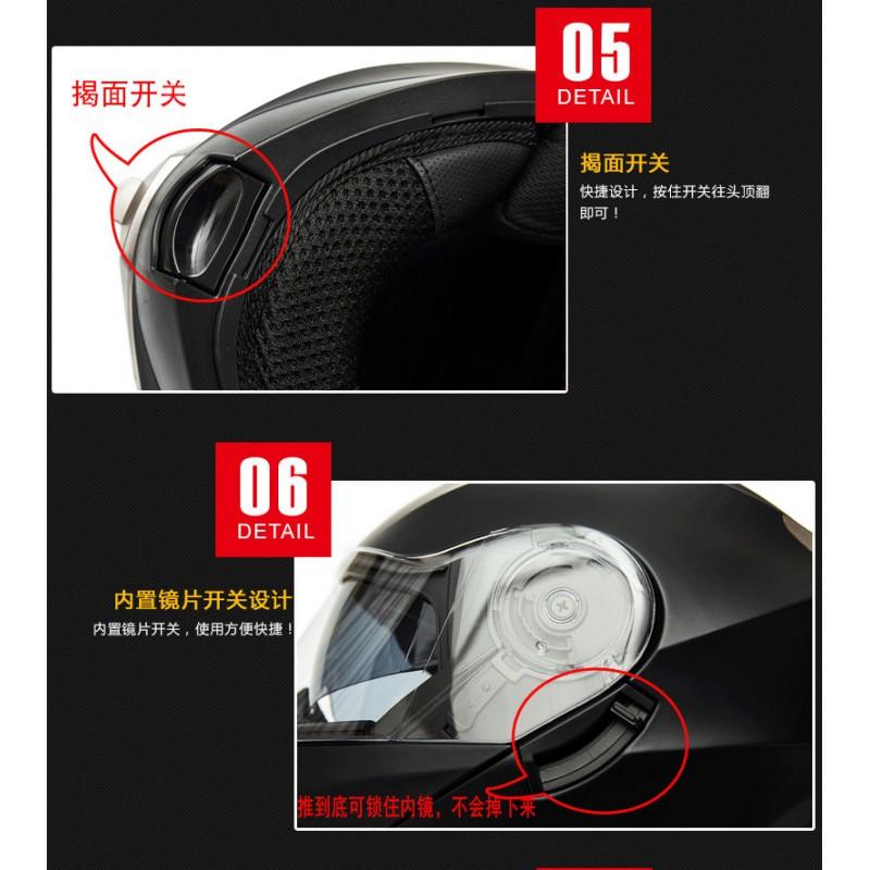 BLD Full Face Motorcycle Helmet With Dual Lens Flip-Up Design Men Women All Season Use