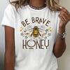 Модная женская футболка с принтом Brave Bee, забавная повседневная футболка с круглым вырезом и короткими рукавами, летняя женская футболка