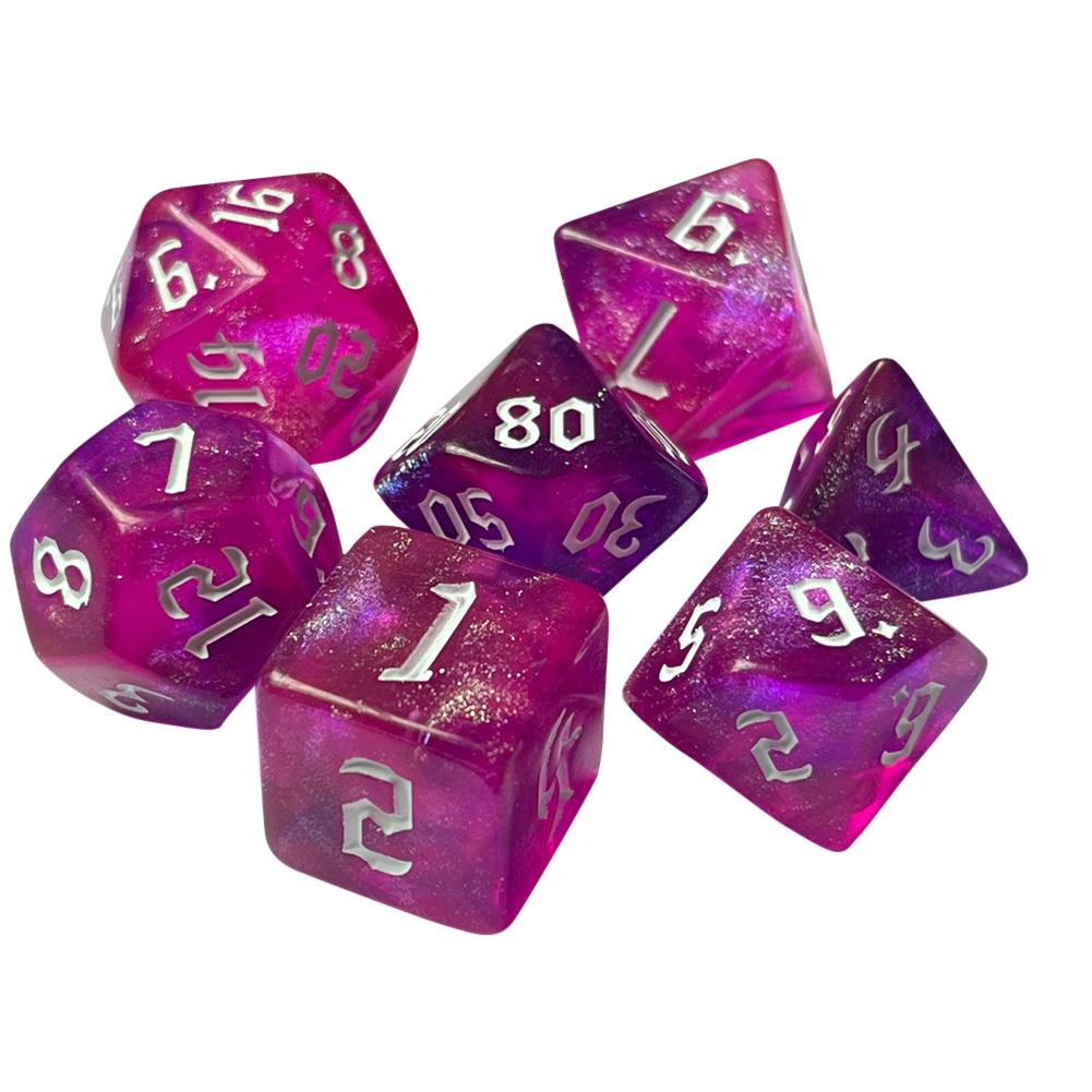 DND Cube Dice RPG Dice Удивительные цвета Смешивание фэнтезийный эффект звездного света Уникальные стили шрифтов Набор кубиков для настольных игр
