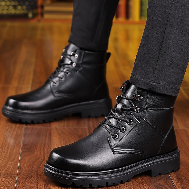Men's Winter Men's Boots Medium and High Top Shoes Short Cotton Shoes Snow Boots Leather Boots Martin Boots