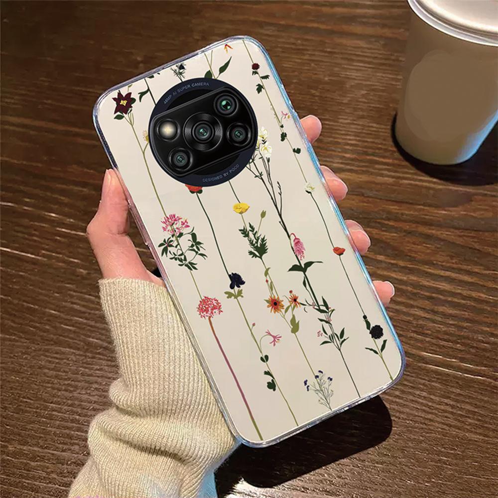 Rose Flower Daisy Oil Painting Phone Case For Xiaomi Poco X3 NFC X3Pro Cover Protection Clear Couple Transparent PocoX3 6.67"
