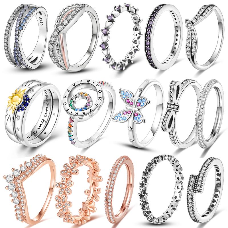 Женские серебряные кольца на палец для женщин, оригинальное коктейльное кольцо из стерлингового серебра 925 пробы с геометрическим кубическим цирконом в форме сердца, свадебные украшения