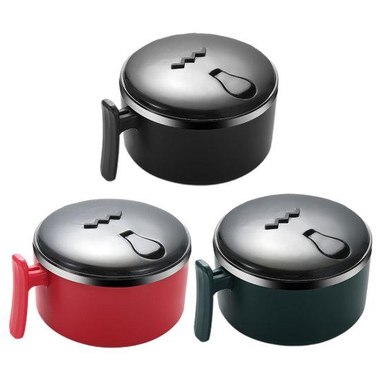 1000ML Noodle Bowl Food-grade Portable Anti-leak Stainless Steel School Dorm Student Ramen Noodles Bowl