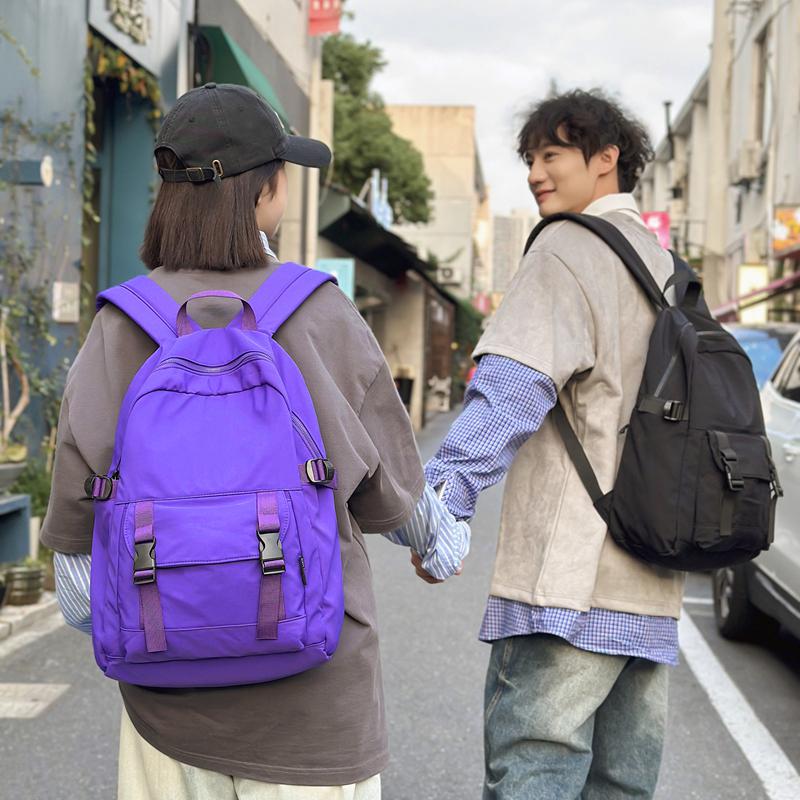 Рюкзак однотонный мужской нейлоновый водонепроницаемый большой емкости легкий дорожный рюкзак для школьников