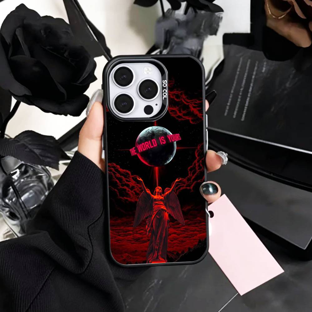 The World Is Yours S-Scarfaces Phone Case For iPhone17,16,15,14,13,12,11 Plus,Pro Max Colored Silver Plated Inside Cover