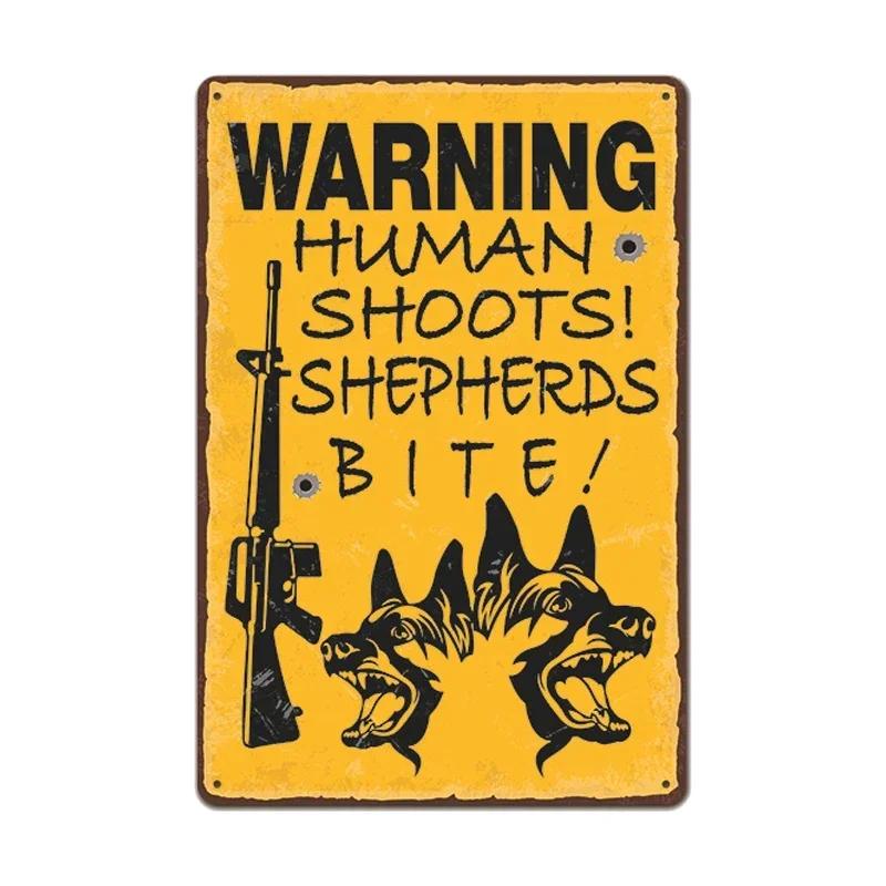 Retro Metal Tin Sign Warning Dog Vintage Wall Decor for Home Garden Cafe Perfect for IndoorOutdoor Use Rustic Poster Prin