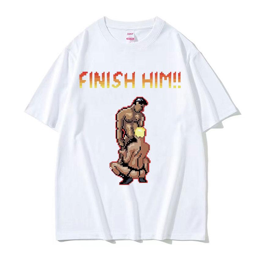 Модная футболка с принтом 'Finish Him Gayming 8bit Gay' для мужчин, готическая одежда, летняя футболка, унисекс, с круглым вырезом, хлопковая футболка, топы