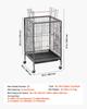VEVOR Bird Cage, 460 x 460 x 770 mm, Open Flat Top, Wrought Iron Bird Flight Cage with Perches, Slide-Out Tray and Plastic Feeders, Casters
